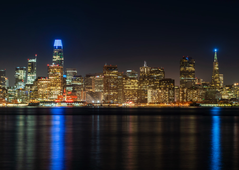San Francisco Downtown City Buildings Rainy Night Landscape Photo Poster 18x12 i 