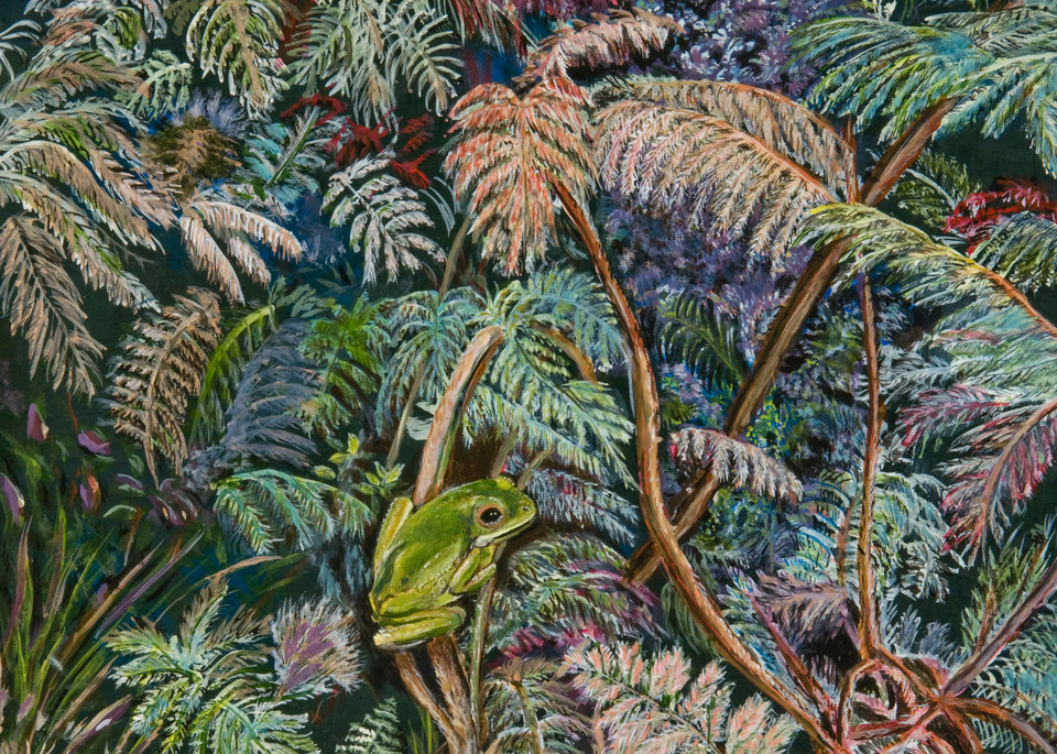 Frog in the Fern, From an Original Oil Painting