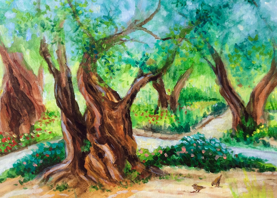 The Garden of Gethsemane Fine Art Print by Hilary J England