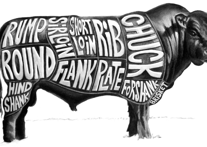 Beef, cuts, illustration, Spear 