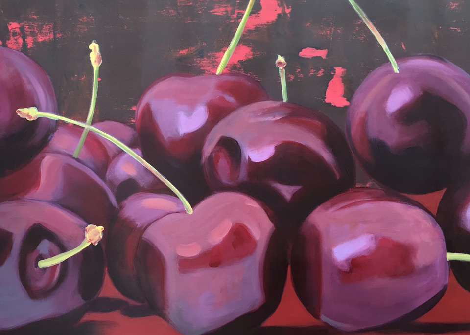 Cherries On Red Art | Woven Lotus Art Gallery