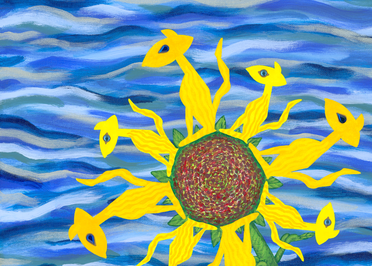 Sun Cat Flower Art | Off The Edge Art
