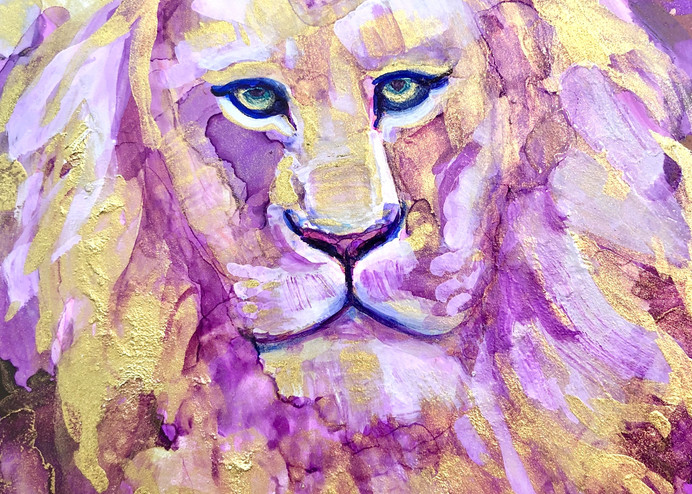 High quality print of "Miracles of the Majestic Ready to Roar 15" by Monique Sarkessian, alcohol ink painting.