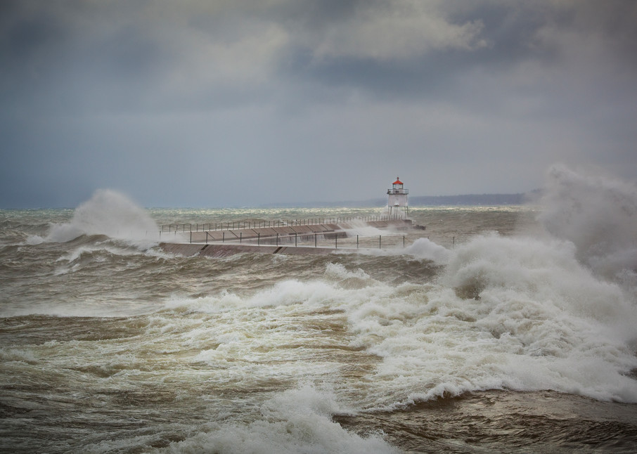 Lighthouse Point Breakwall During A Nor'easter, Two Harbors Photography Art | John Gregor Photography