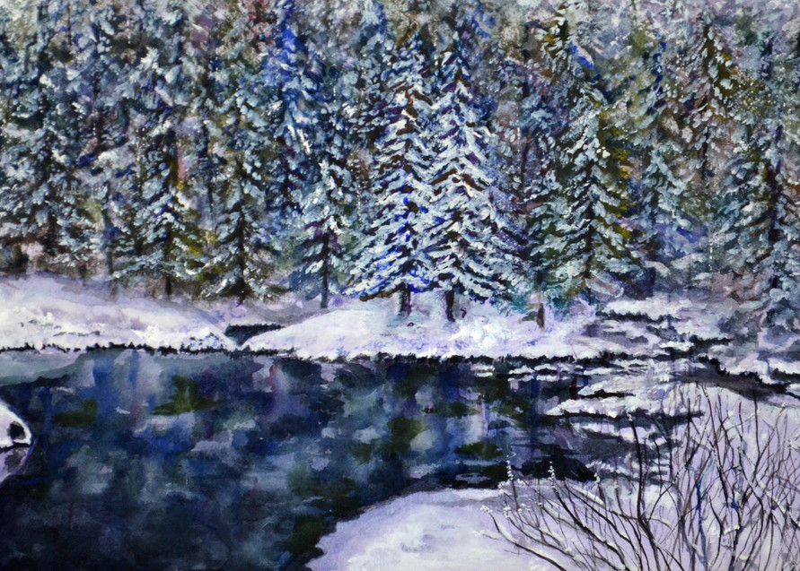 Snow And Cold Still Water Art | Sharon Bacal - Fine Art