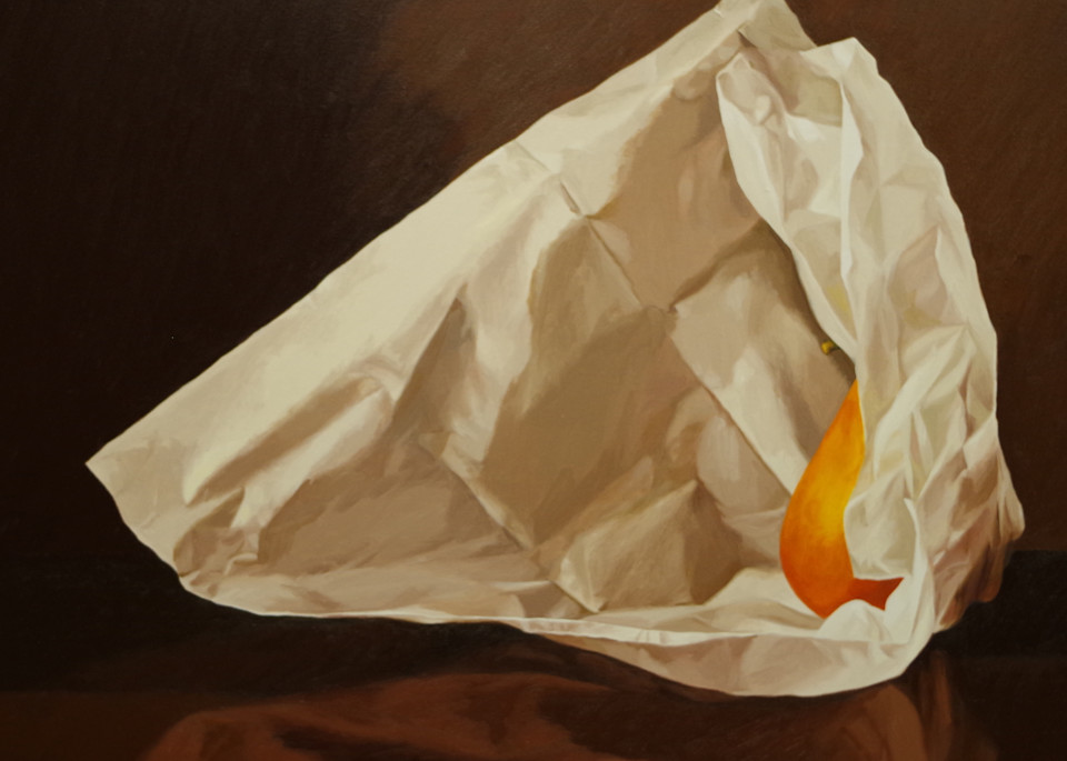 Pear Wrapped In Tissue Paper 3 Art | Helen Vaughn Fine Art