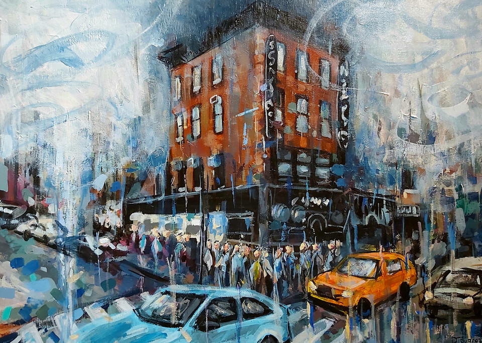 Philadelphia street made by chabane art acrylic an canvas prints & originals  fog in the city.