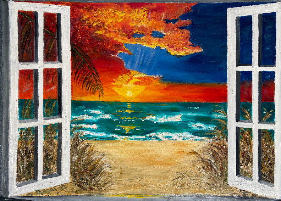 Paradise Through The Window Art | Coat Of Many Colors