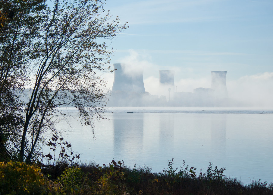 Misty Power Plant Photography Art | White Deer Photography 