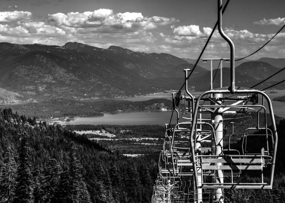 7B-Photography - Sandpoint Photography Black & White Musical Descent Lake Pend Oreille View from Schweitzer by 7B Photography