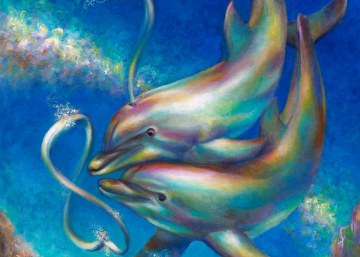 Infinity Dolphins At Play Art | Nancy Tilles