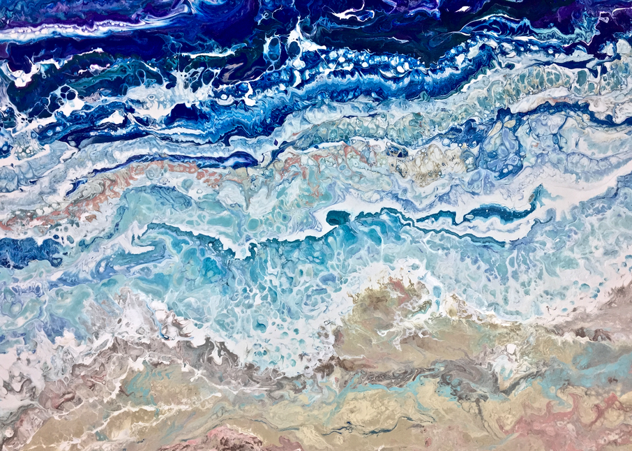 Deborah Younglao abstract painting with beach and waves
