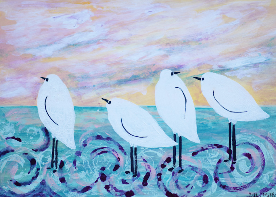 Purple Swirl Birds  Art | Cathy Bader Mills Fine Arts