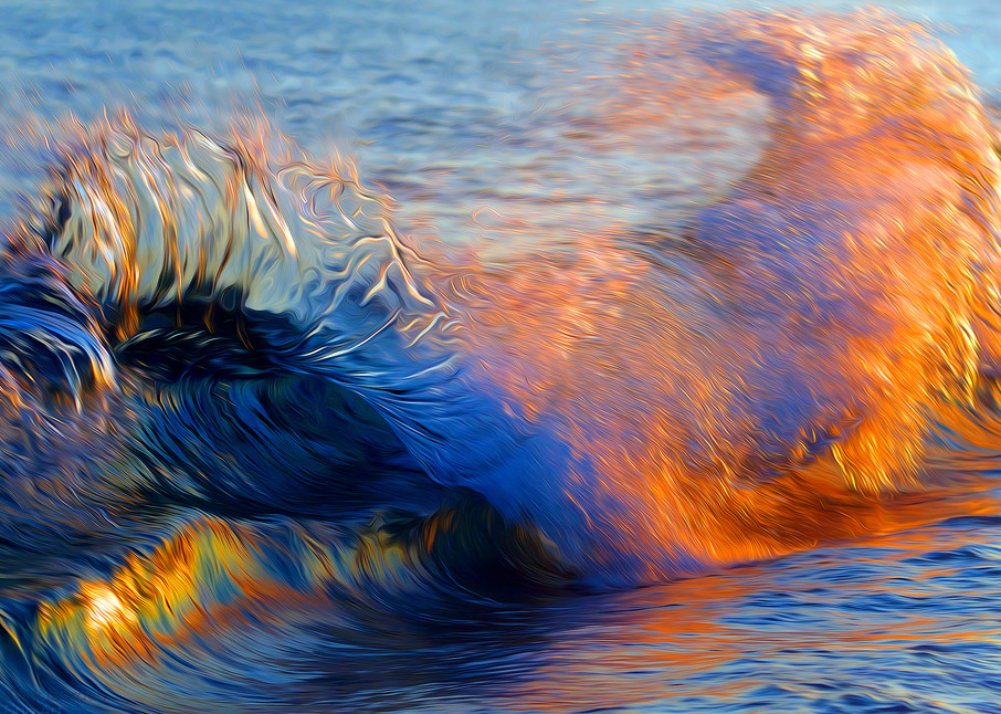 Blue Ocean Wave with Orange Color and Sweeping Motion