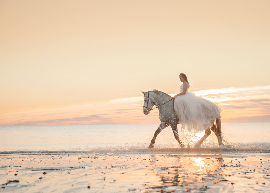 equestrian bride sunrise