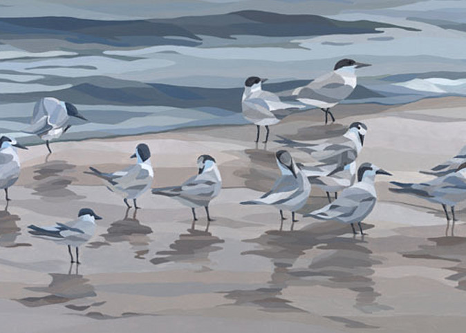 Reproductions from "Gray Day Birds", an original 30x15 acrylic on canvas.