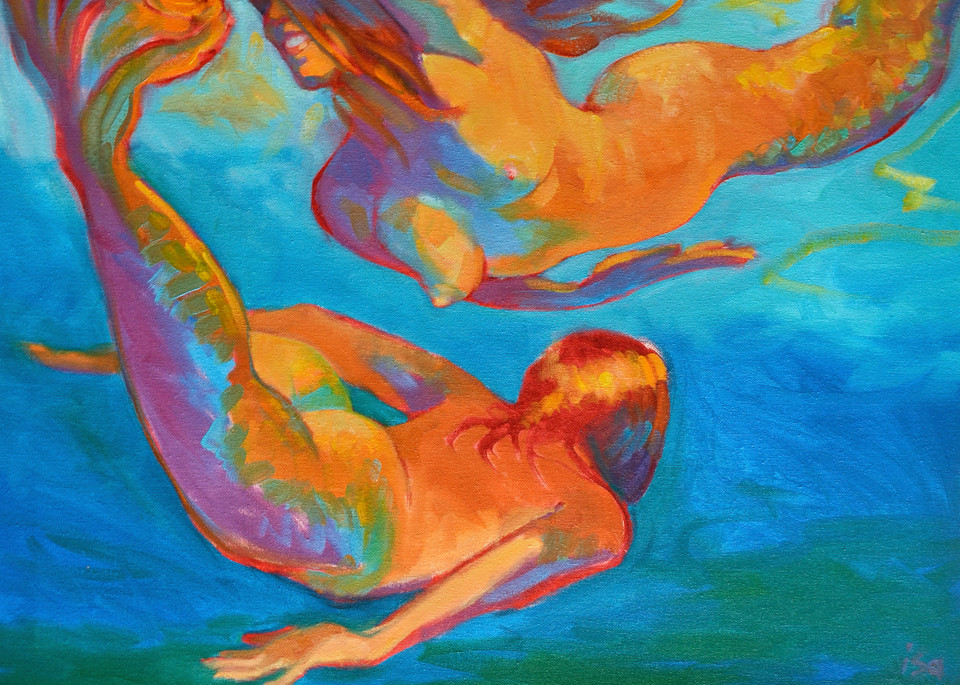 Isa Maria paintings, prints - ocean, goddess, woman - Mermaids Swimming
