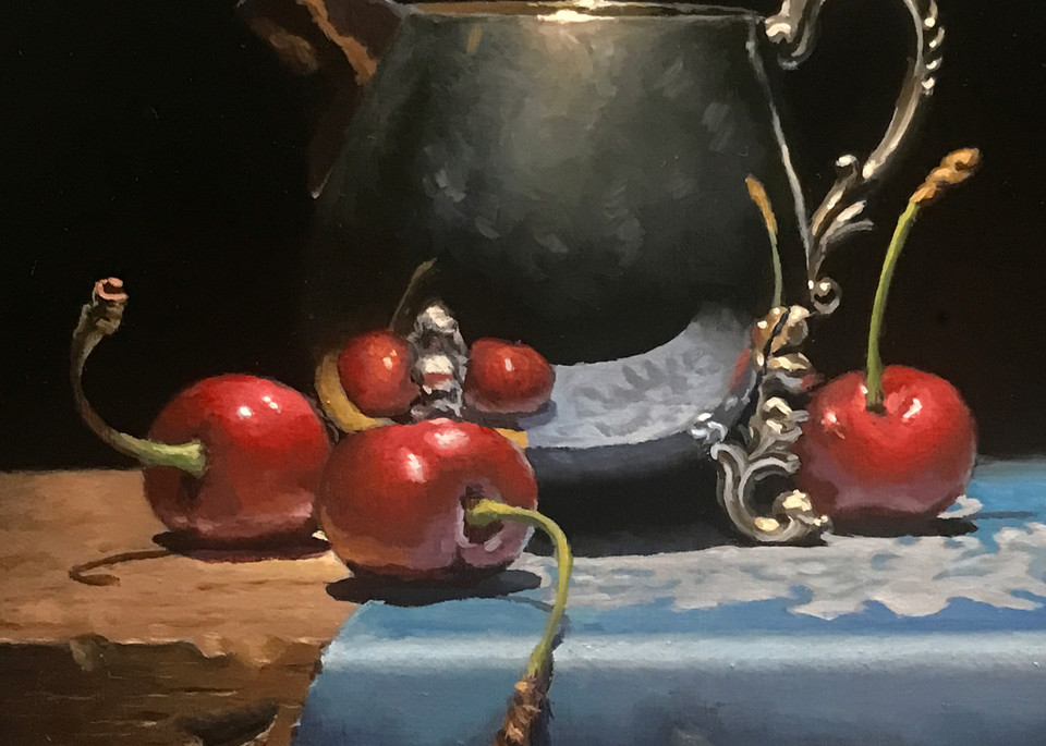 Cherries And Silver Art | Jeff Hayes Fine Arts
