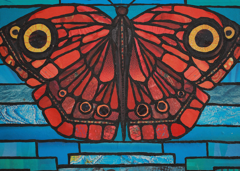 Red Butterfly On Turquoise Art | angelakriel