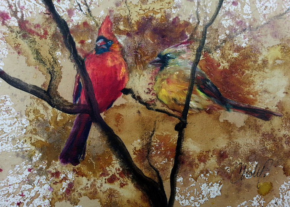 Cardinal Couple In Autumn Art | Christy! Studios