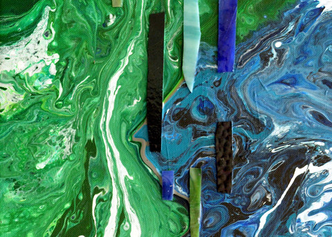 Blue And Green Ying Yang Abstract Art | RSchaefer Art