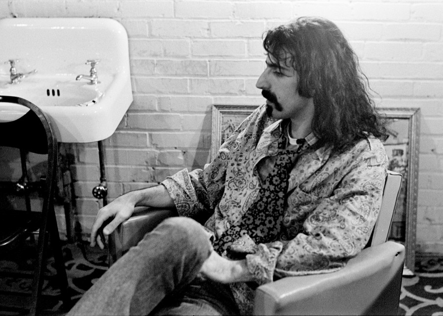 Fall River, Massachusetts - 18 February 1968. Frank Zappa of The Mothers of Invention backstage prior to a performance.