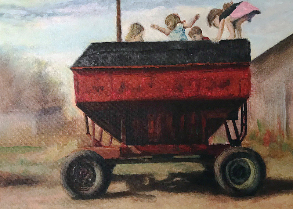 Children On A Grain Wagon (Print Only) Art | Jonathan Mann ART