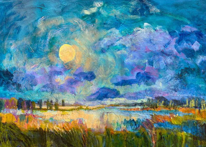 Oversize Moon Rise Painting, Canvas Art Print by Dorothy Fagan
