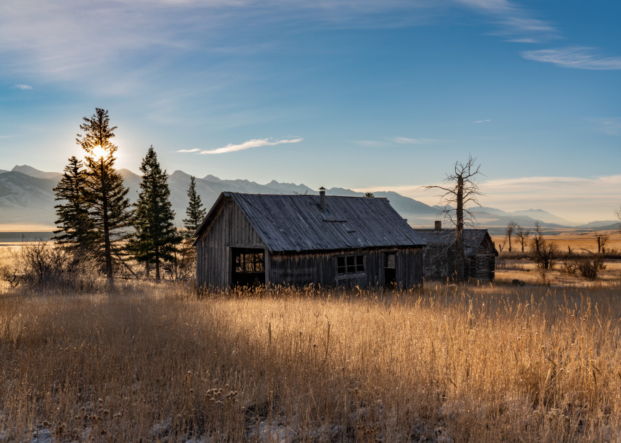 Montana Cabin At Sunrise Photography Art | Dave White Photo