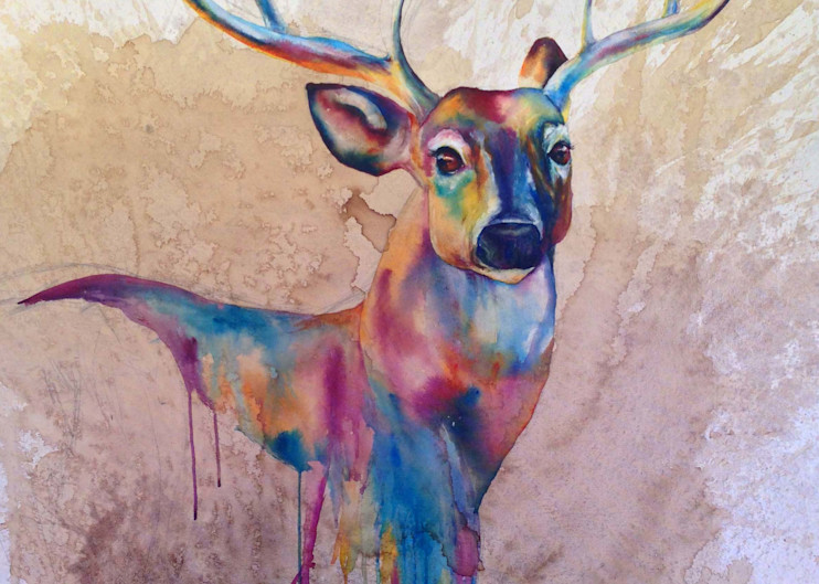Stag Watercolor Drip Art | Christy! Studios