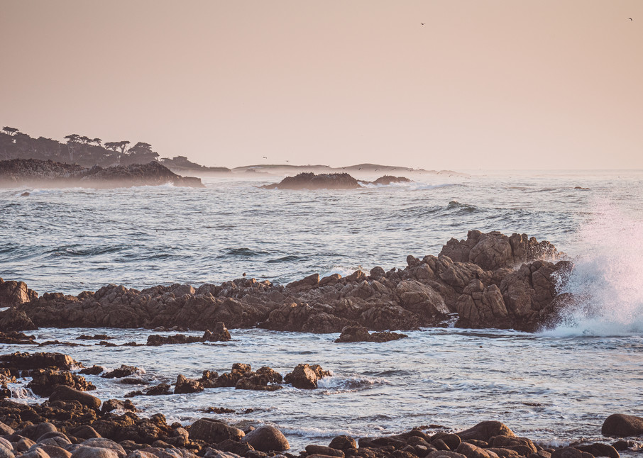 Blue Dreaming - Sunset on the rocky coast of Pebble Beach, California photograph print