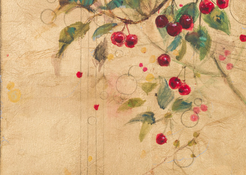 Arrangement In Gold Ii   Cherries Art | Freiman Stoltzfus Gallery
