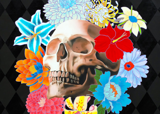 Skull Flowers Art | War'Hous Visual Art Studio