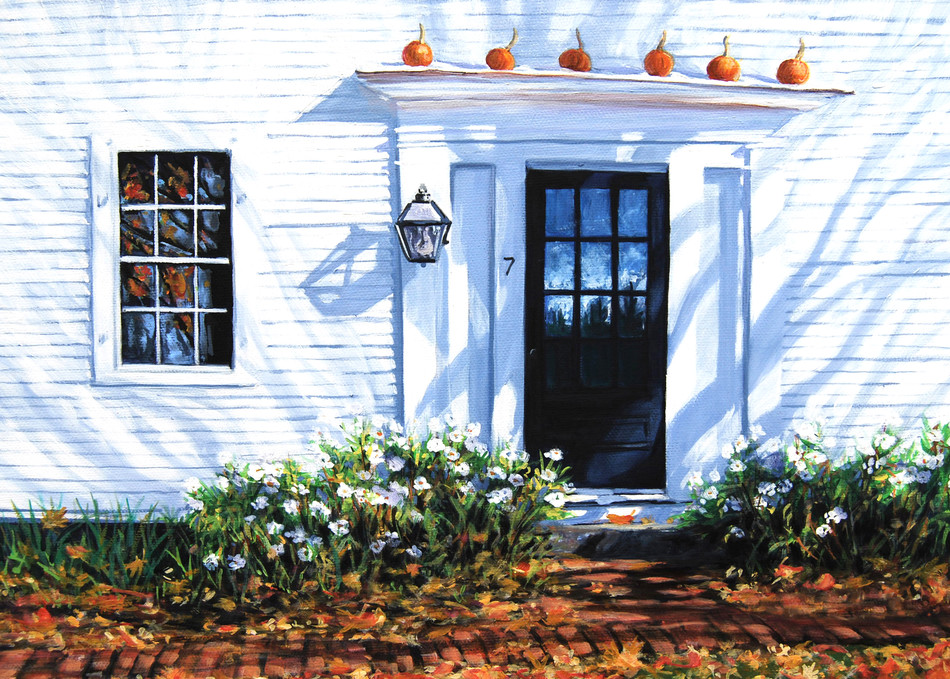 Giclee, print, oil painting, fall, house, pumpkin
