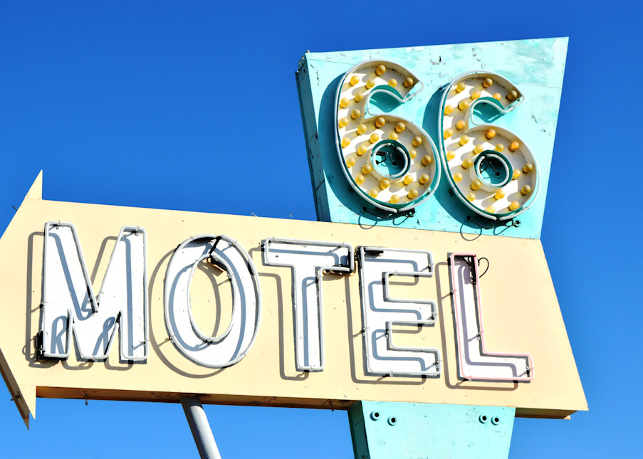 Route 66 Motel Neon And Bulbs Sign Needles Ca Photography Art | California to Chicago 
