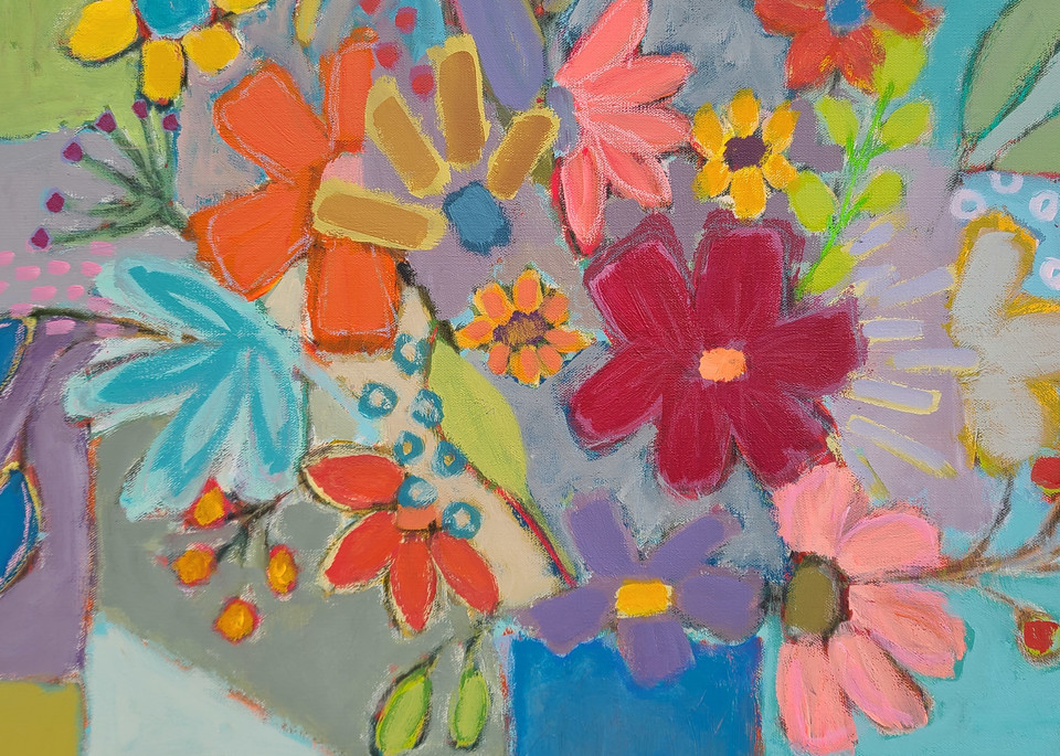 Blue Vase Flowers Art | Betty Franks Art