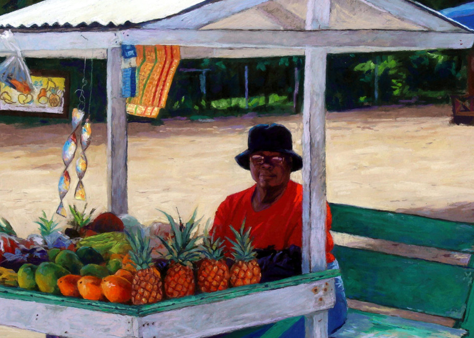 The Ladies Fruit Stand, Negril, Jamaica  Art | Waif Mullins Art