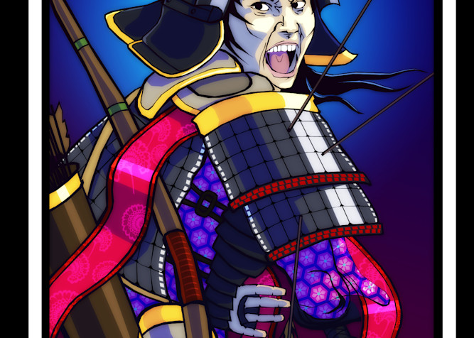 Warrior Ace card, screaming samurai 