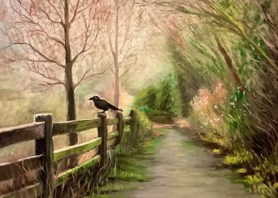 Crow in the Mist Fine Art Gallery Print by American Artist Hilary J England