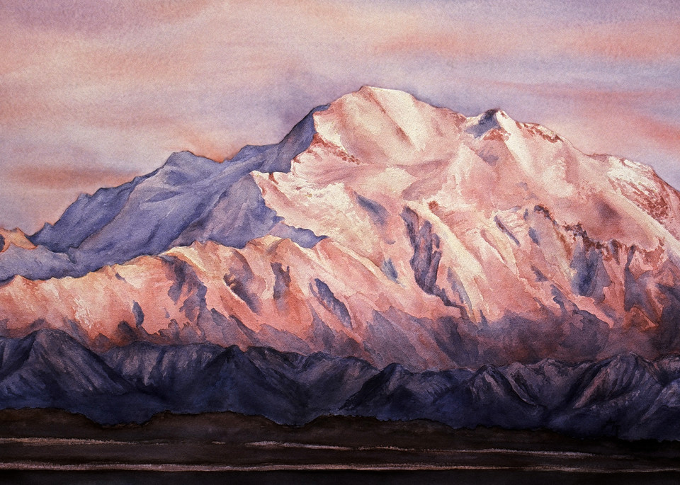 Denali Alpenglow Alaska Art Print by Amanda Faith Thompson