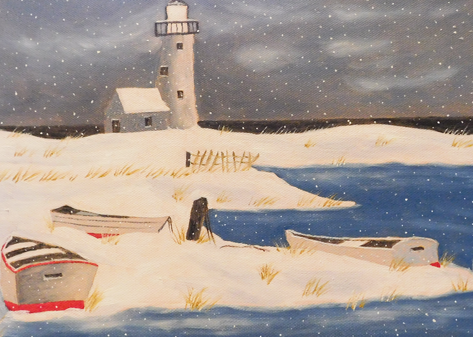 Winter Lighthouse Art | cherylkarlfineartist.com