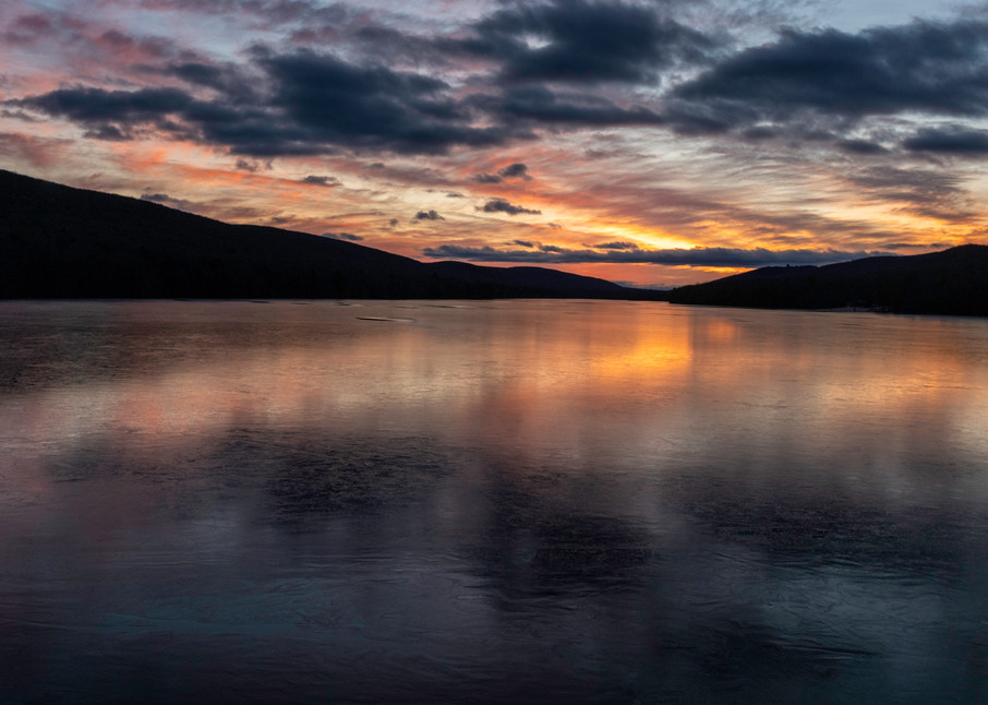 Iced Mauch Chunk Lake At Sunset Photography Art | Photography by Desha