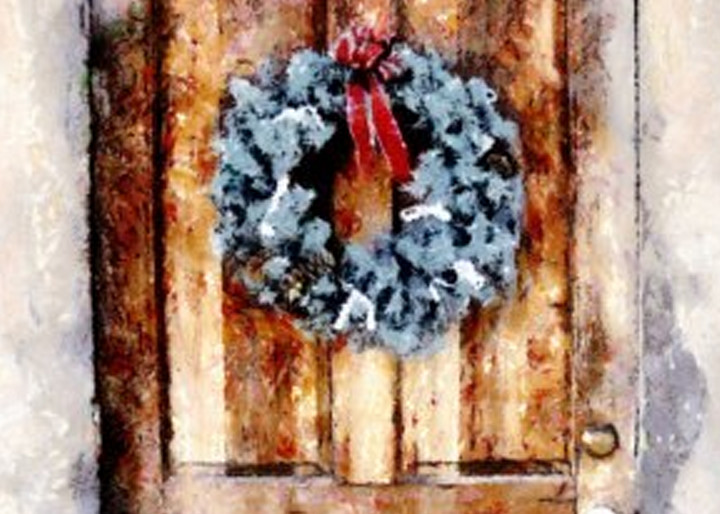 winter, wreath, welcome, photo, print, coasters