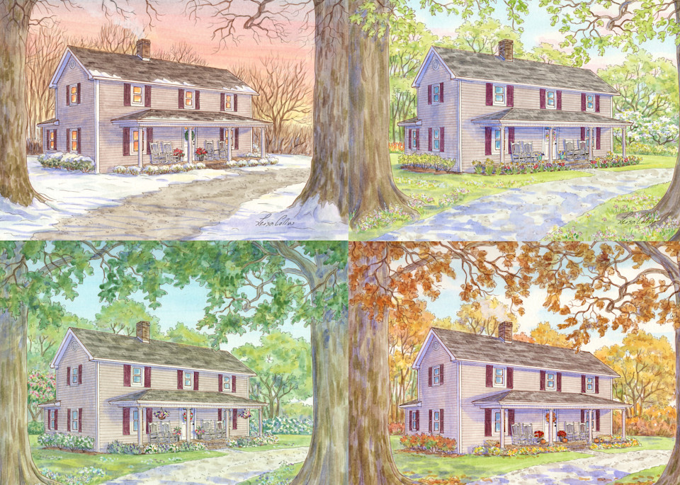 A Century Of Four Seasons Farmhouse Collage Art | Leisa Collins Art