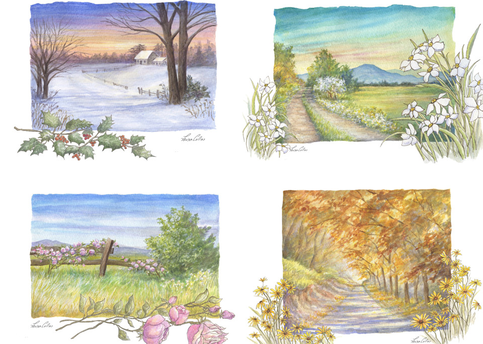 Country Scene In Four Seasons Collage Art | Leisa Collins Art