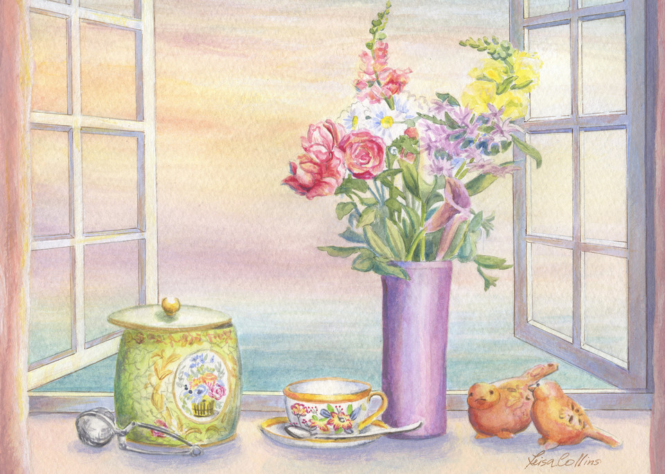 Tea With A View Still Life Art | Leisa Collins Art