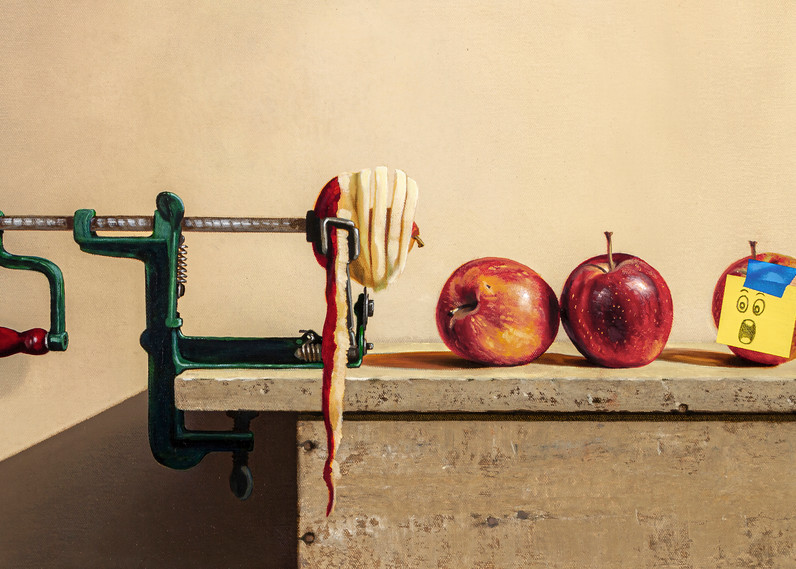 Apple Anguish | Richard Hall | apple peeler | Sticky note | humor