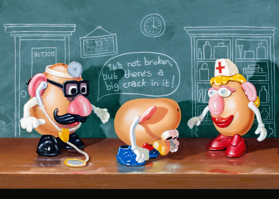 Cracked | Dr & nurse potato head toys | Giclee | medical bottom humor