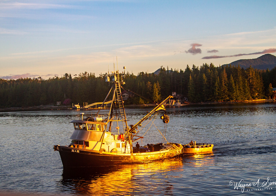 Alaska Fishing Boat Golden Hour Photography Art | waynesimpson
