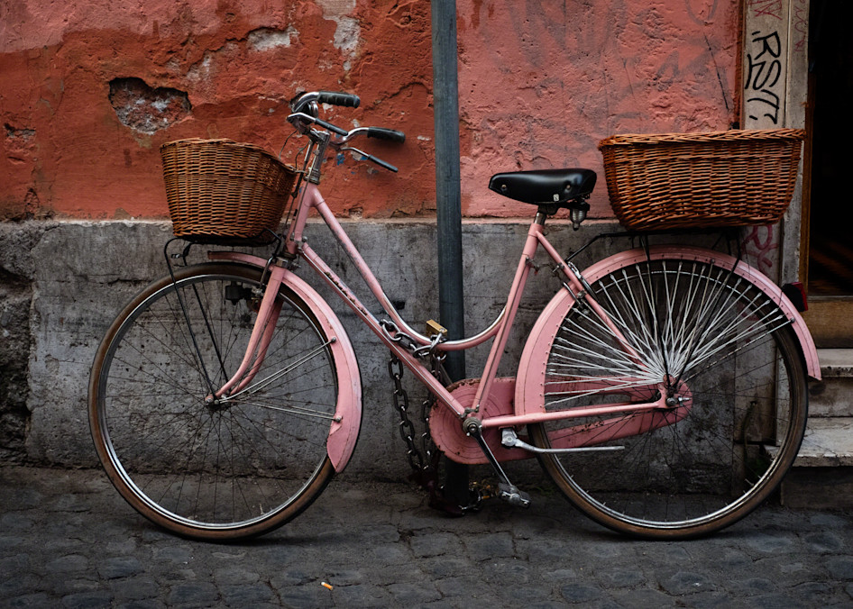 Pink Bike, Chained Art | Karen Hutton Fine Art